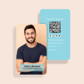 Light Blue Photo QR Code Connect With Me 名刺