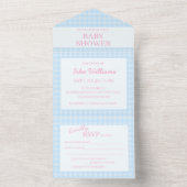 Light Blue Pink Baby Shower All in One Invitation オールインワン招待状 (内側)