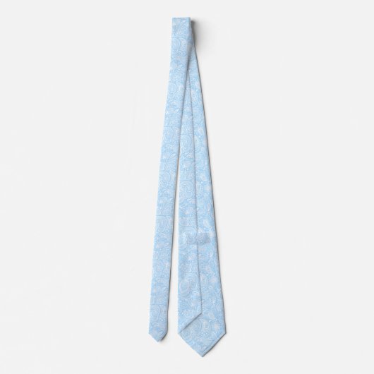 Light Blue Pink Floral Paisley Damasks Wedding Tie ネクタイ (裏面)
