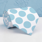 Light Blue Polka Dots on White Custom Necktie ネクタイ