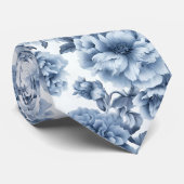 Light Blue Porcelain Floral Wedding Groomsmen Gift ネクタイ (ロール)
