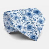 Light Blue Porcelain Floral Wedding Groomsmen Gift ネクタイ (ロール)