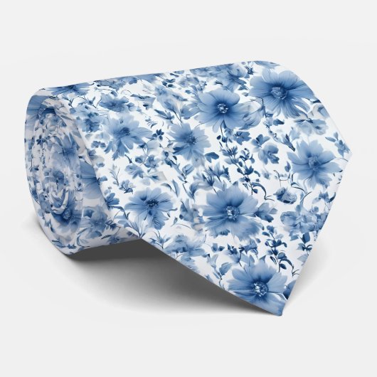 Light Blue Porcelain Floral Wedding Groomsmen Gift ネクタイ (ロール)