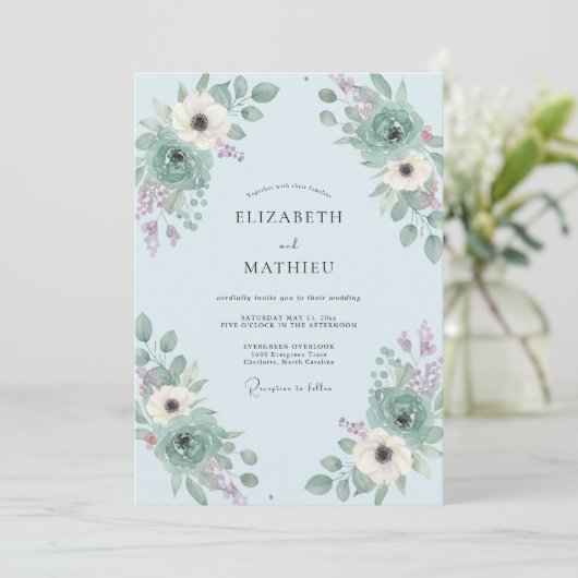 Light Blue Pristine Spring Wedding 招待状 (スタンド正面)