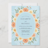 Light Blue Radiant Meadow Wedding 招待状 (正面)