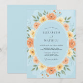 Light Blue Radiant Meadow Wedding 招待状 (正面/裏面)