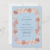 Light Blue Romantic Rose Wedding 招待状 (正面)