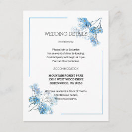 Light Blue Romantic Watercolor Floral Wedding  エンクロージャーカード