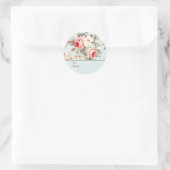 Light Blue Shabby Chic Rose Personalized To & From ラウンドシール (バッグ)