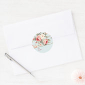 Light Blue Shabby Chic Rose Personalized To & From ラウンドシール (封筒)