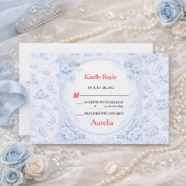 Light Blue Silver Princess Quinceañera 出欠カード