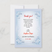 Light Blue Silver Princess Quinceanera Birthday サンキューカード (正面)