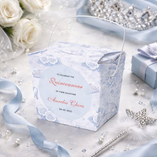 Light Blue Silver Princess Quinceanera Birthday  フェイバーボックス