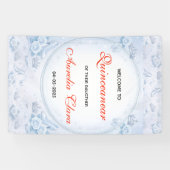 Light Blue Silver Princess Quinceanera Birthday  横断幕 (横)