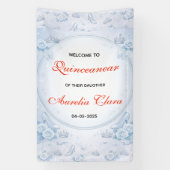 Light Blue Silver Princess Quinceanera Birthday  横断幕 (縦)