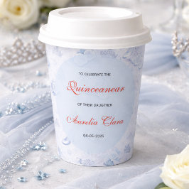 Light Blue Silver Princess Quinceanera Birthday  紙コップ