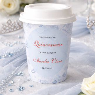Light Blue Silver Princess Quinceanera Birthday 紙コップ