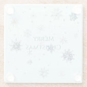 Light Blue Snowflakes Christmas  ガラスコースター (裏面)