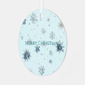 Light Blue Snowflakes Christmas  メタルオーナメント (正面左)