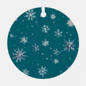 Light Blue Snowflakes Christmas  メタルオーナメント (裏面)