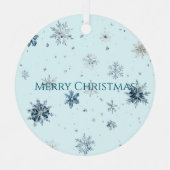 Light Blue Snowflakes Christmas  メタルオーナメント (正面)