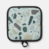 Light Blue Square Abstract Potholder 鍋敷き (正面)