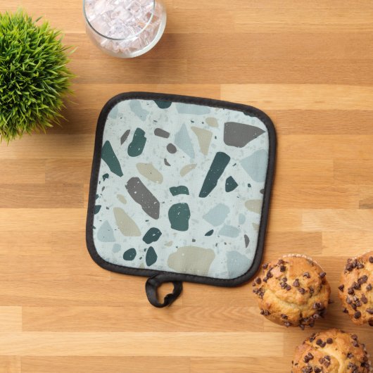 Light Blue Square Abstract Potholder 鍋敷き (トップダウン)