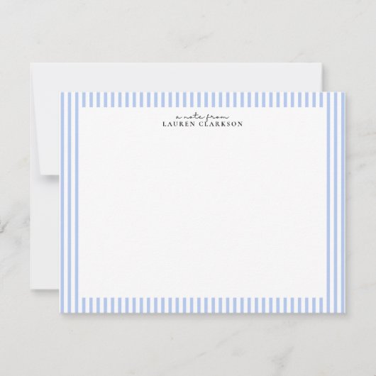 Light Blue Stripe Border Note Card 招待状 (正面)