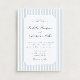 Light Blue Stripe Framed Wedding Invitation 招待状