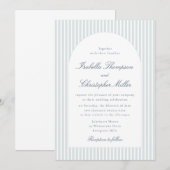 Light Blue Striped Arch Wedding Invitation 招待状 (正面/裏面)