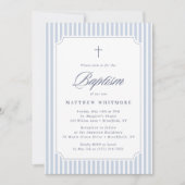 Light Blue Striped Baptism Invitation 招待状 (正面)
