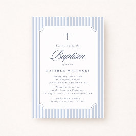Light Blue Striped Baptism Invitation 招待状