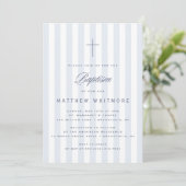Light Blue Striped Boy Baptism Invitation 招待状 (スタンド正面)
