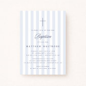 Light Blue Striped Boy Baptism Invitation 招待状