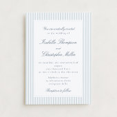 Light Blue Striped Modern Script Wedding Invitatio 招待状
