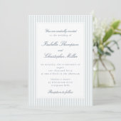 Light Blue Striped Modern Script Wedding Invitatio 招待状 (スタンド正面)