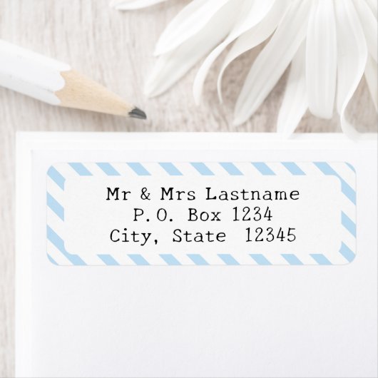 Light Blue Striped Return Address Label ラベル (インサイチュ)