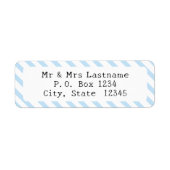 Light Blue Striped Return Address Label ラベル (正面)
