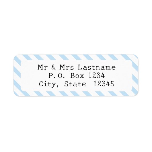Light Blue Striped Return Address Label ラベル (正面)