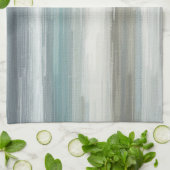 Light Blue Teal Gray Brown Abstract Stripe キッチンタオル (折り畳み)