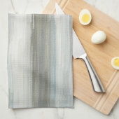 Light Blue Teal Gray Brown Abstract Stripe キッチンタオル (四つ折り)