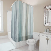 Light Blue Teal Gray Brown Abstract Stripe シャワーカーテン (インサイチュ)