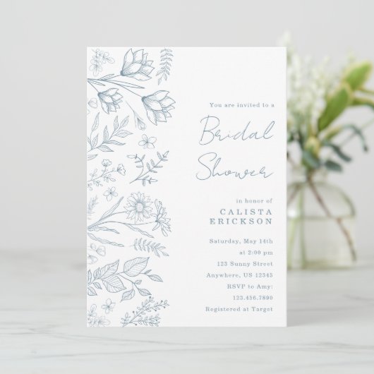 Light Blue Toile Bridal Shower Invitation 招待状 (スタンド正面)