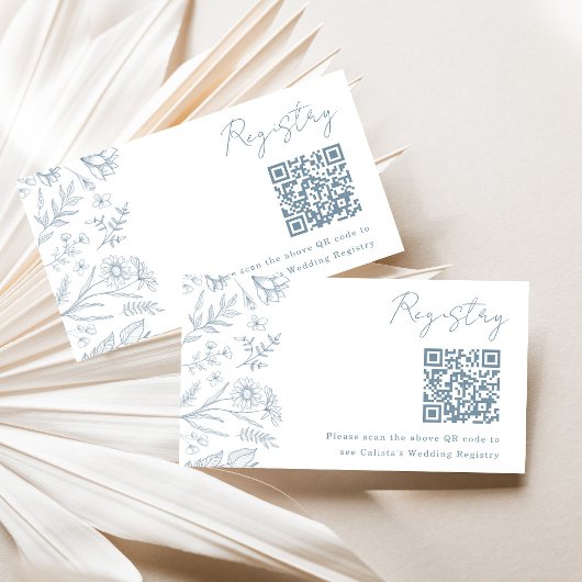 Light Blue Toile Bridal Shower Registry Card  エンクロージャーカード