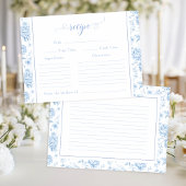 Light Blue Toile Floral Bridal Shower Recipe Card エンクロージャーカード
