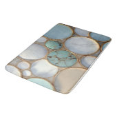 Light Blue Turquoise Marble Gold Rimmed Luxury バスマット (アングル)
