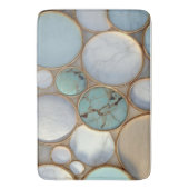 Light Blue Turquoise Marble Gold Rimmed Luxury バスマット (正面縦)
