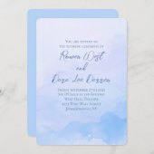 Light Blue Watercolor Ombre Painting Wedding 招待状 (正面/裏面)