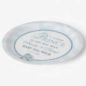 Light Blue Watercolor Prince Baby Shower ペーパープレート (アングル)