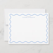 Light Blue Wavy Border Personalized Note Card 招待状 (正面)